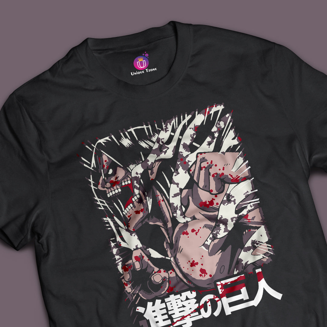 Anime Graphics Attack Of The Titan Half Sleeve Round Neck Unisex Tshirt