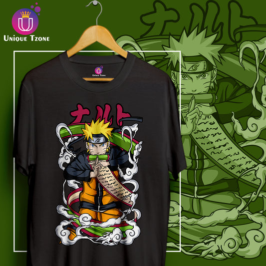 Anime Naruto Graphics Round Neck Half Sleeve Unisex Cotton Tshirt
