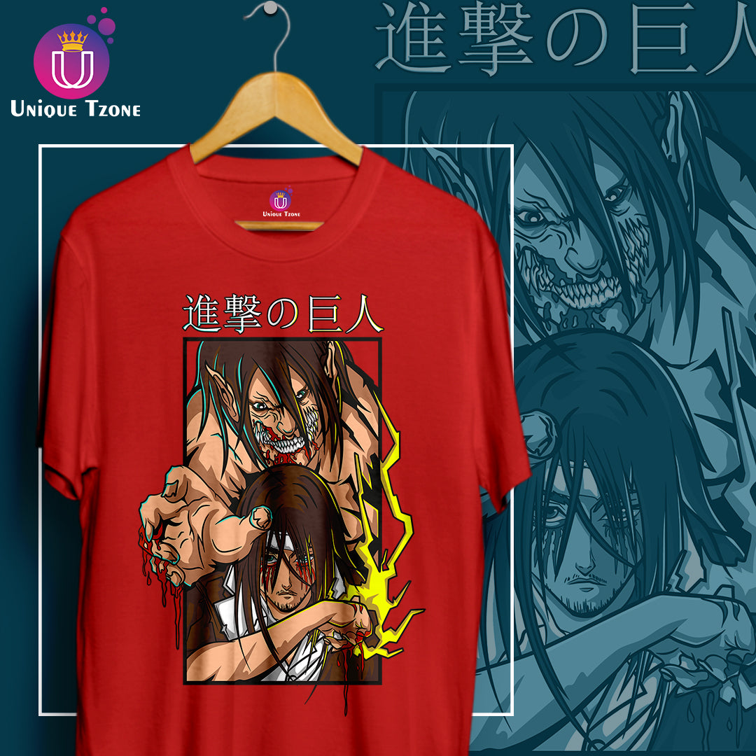 Japanese Anime Attack On Titan Round Neck Half Sleeve Unisex Cotton Tshirt