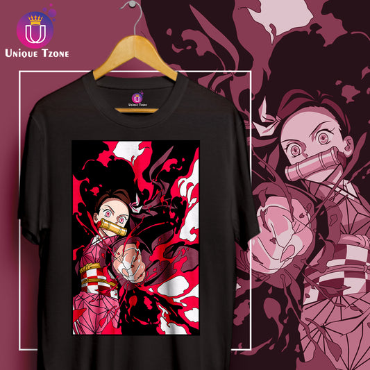 Nezuko Kamado Demon Slayer Round Neck Half Sleeve Unisex Cotton Tshirt