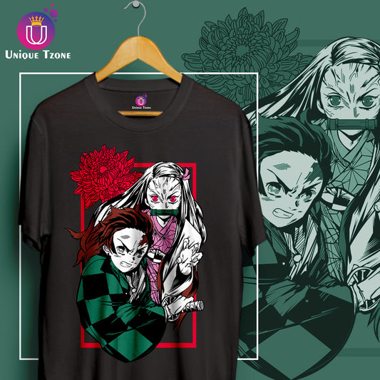 Demon Slyaer : Kimetsu no Yaiba Round Neck Half Sleeve Unisex Cotton Tshirt