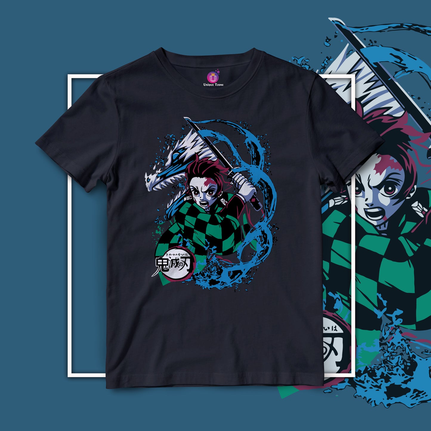 Tanjiro's Water Form Style Demon Slayer Half Sleeve Unisex Round Neck Anime Tshirt