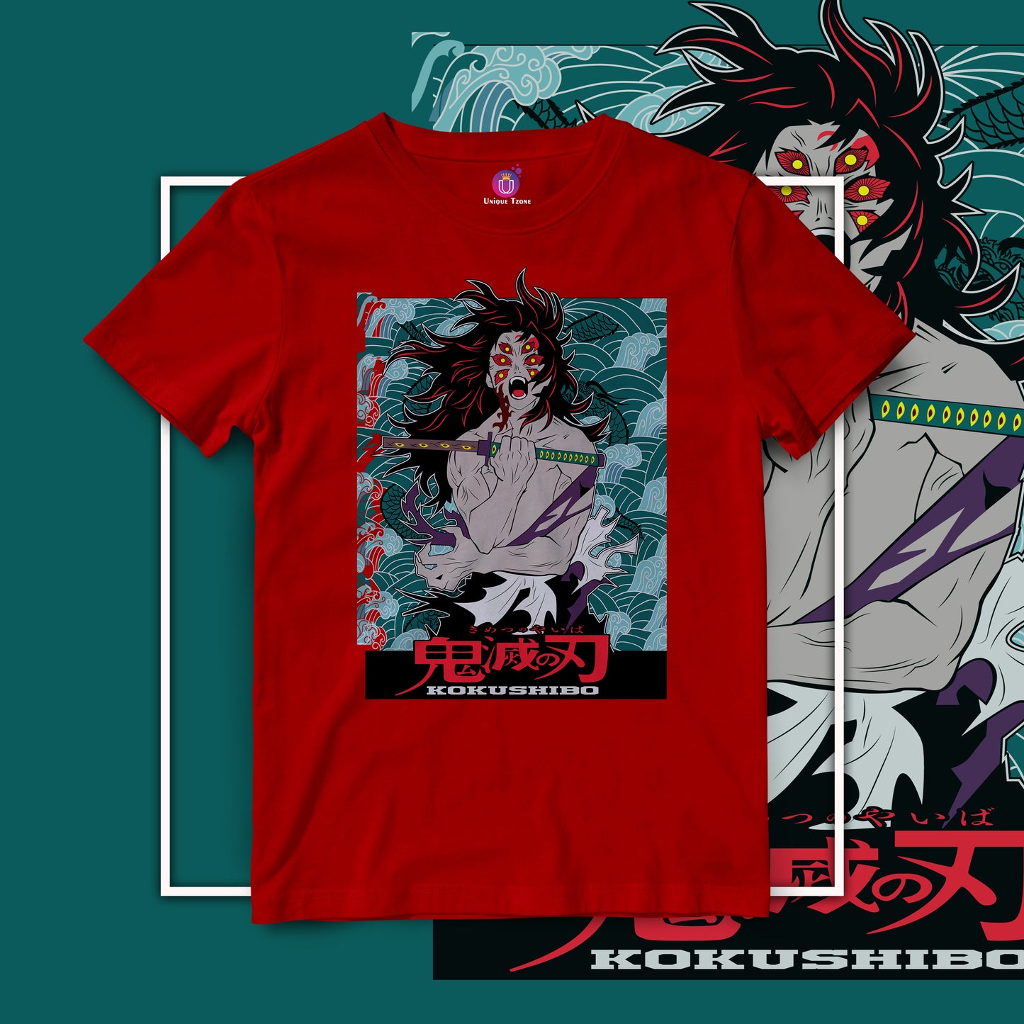 Kokushibo Demon Slayer Half Sleeve Round Neck Unisex Anime Tshirt