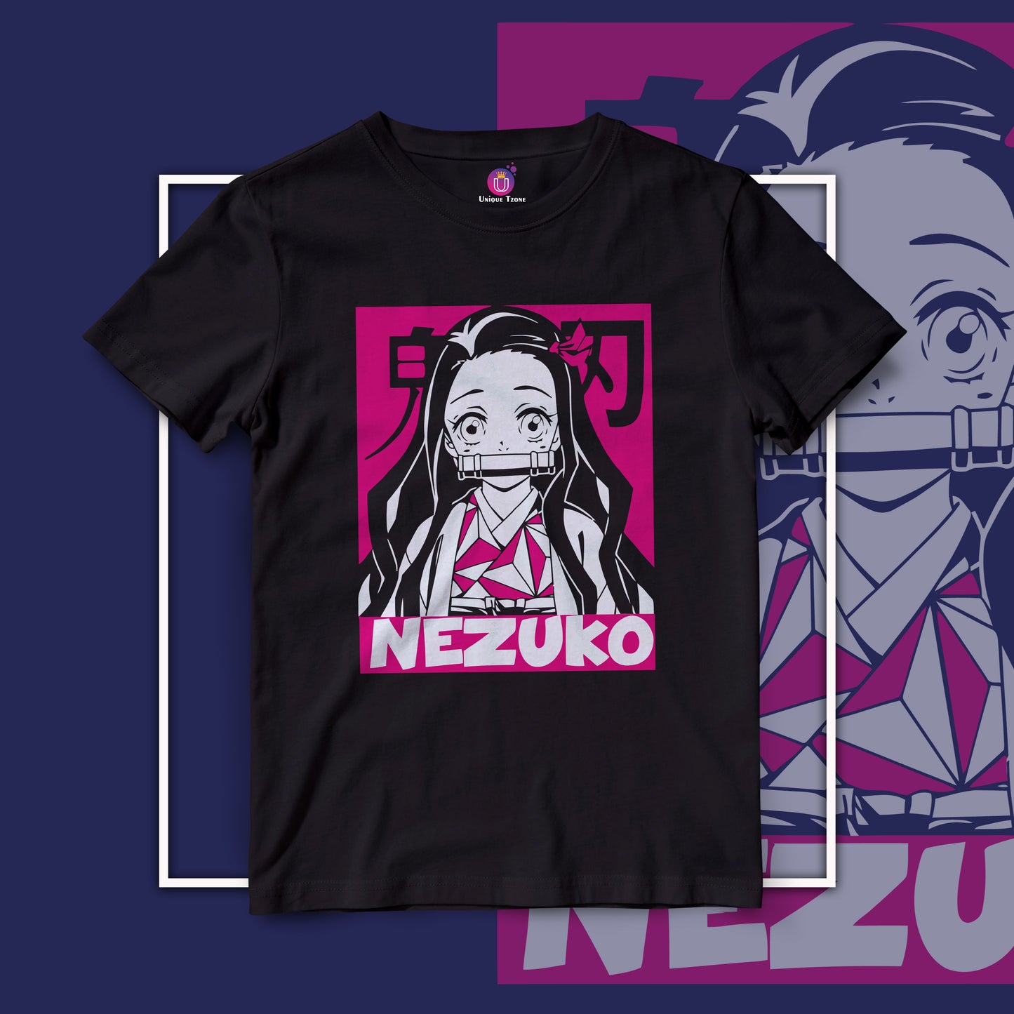 Kamado Nezuko Anime Graphics Half Sleeve Round Neck Unisex Anime Tshirt