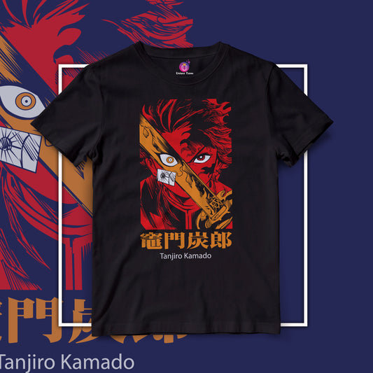 Fire Form Tanjiro Kamado Demon Slayer Half Sleeve Round Neck Anime Graphics Unisex Tshirt