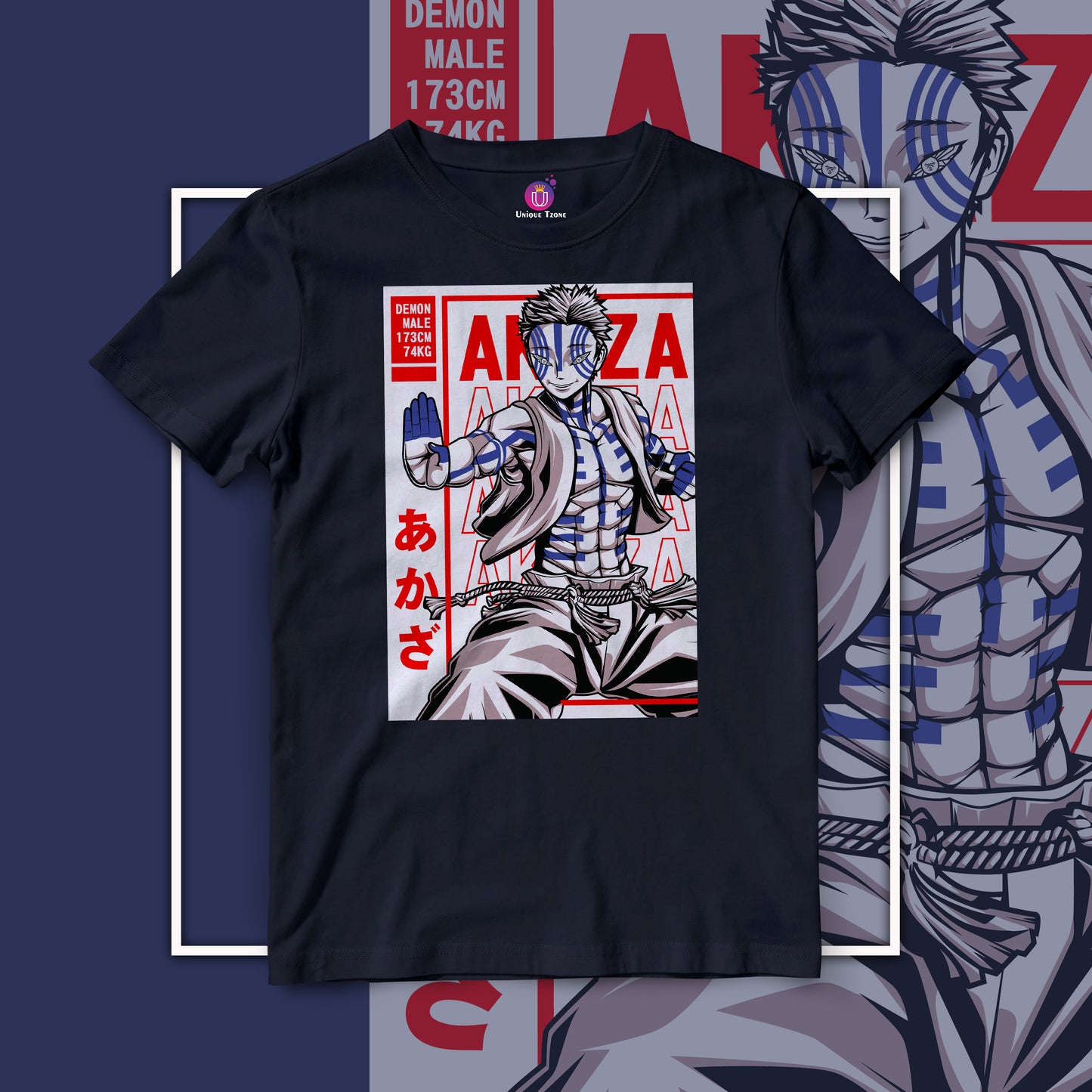 Akaza Demon Half Sleeve Unisex Demon Slayer Anime Tshirt