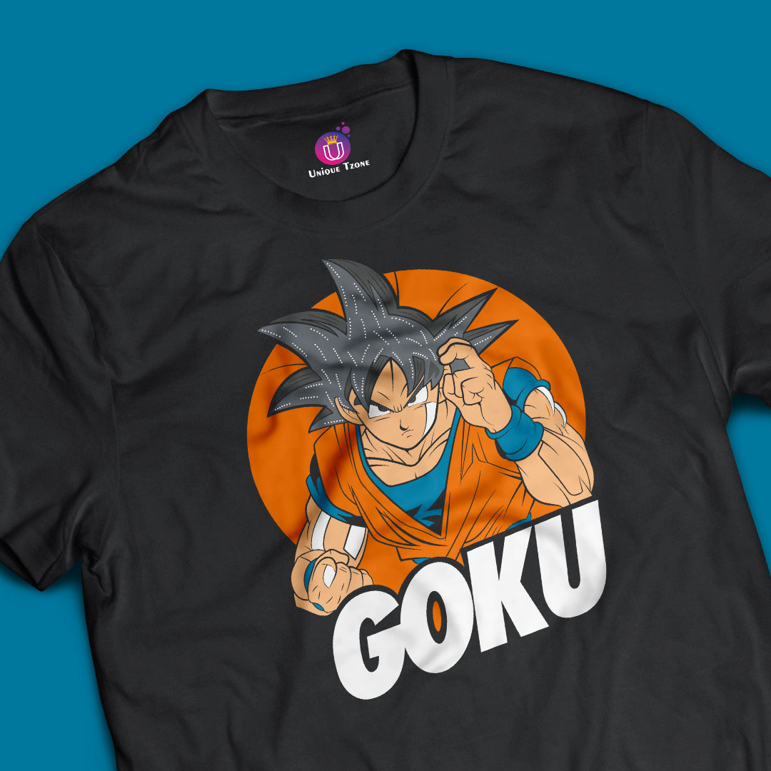 Goku Anime Graphics Dragon Ball Z Half Sleeve Round Neck Unisex Anime Tshirt