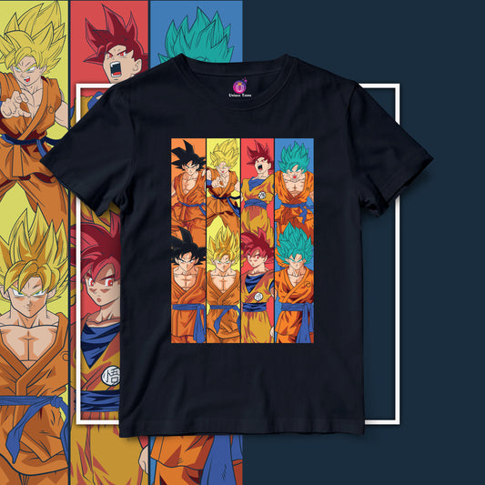 Multiple Power Of Son Goku Dragon Ball Z Anime Graphics Half Sleeve Round Neck Half Sleeve Unisex Cotton Tshirt