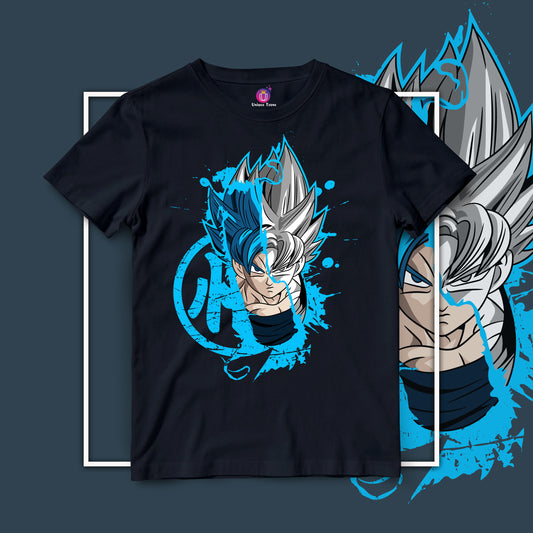 Son Goku Action Mood On Dragon Ball Z Anime Graphics Half Sleeve Unisex Round Neck Cotton Tshirt