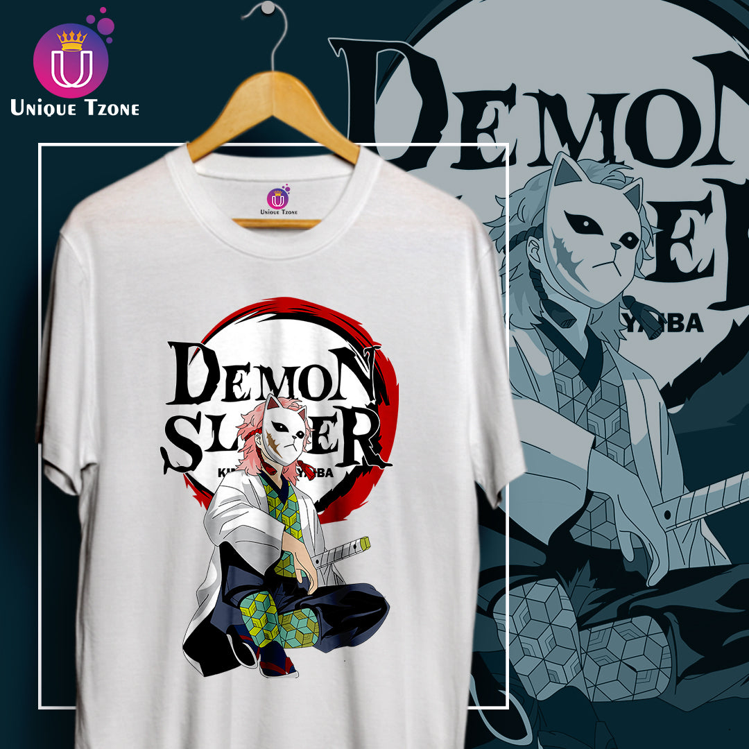 Sabito Kimetsu Demon Slayer Anime Graphics Round Neck Half Sleeve Cotton Tshirt