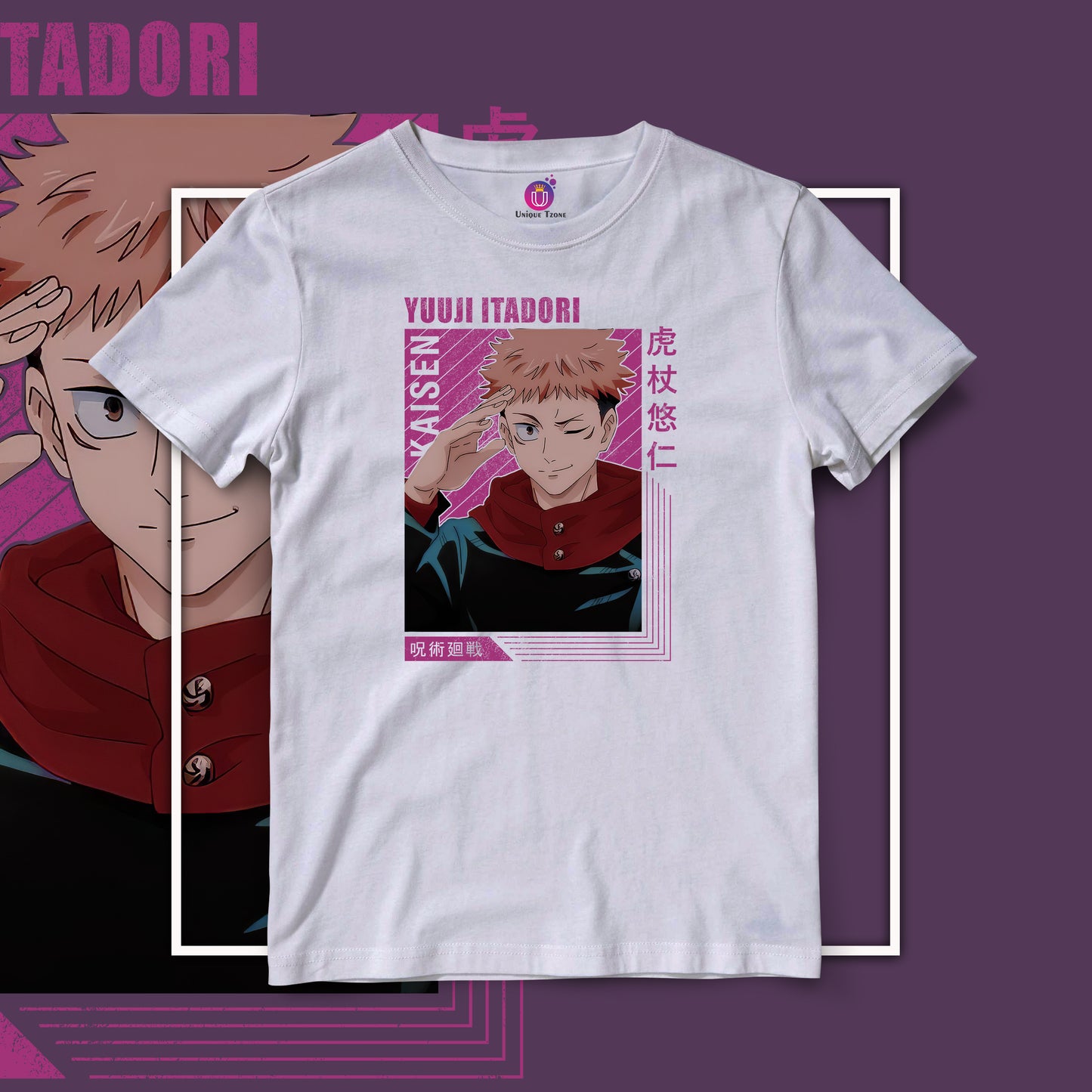 Yuuji Itadori Round Neck Half Sleeve Unisex Anime Graphics Tshirt