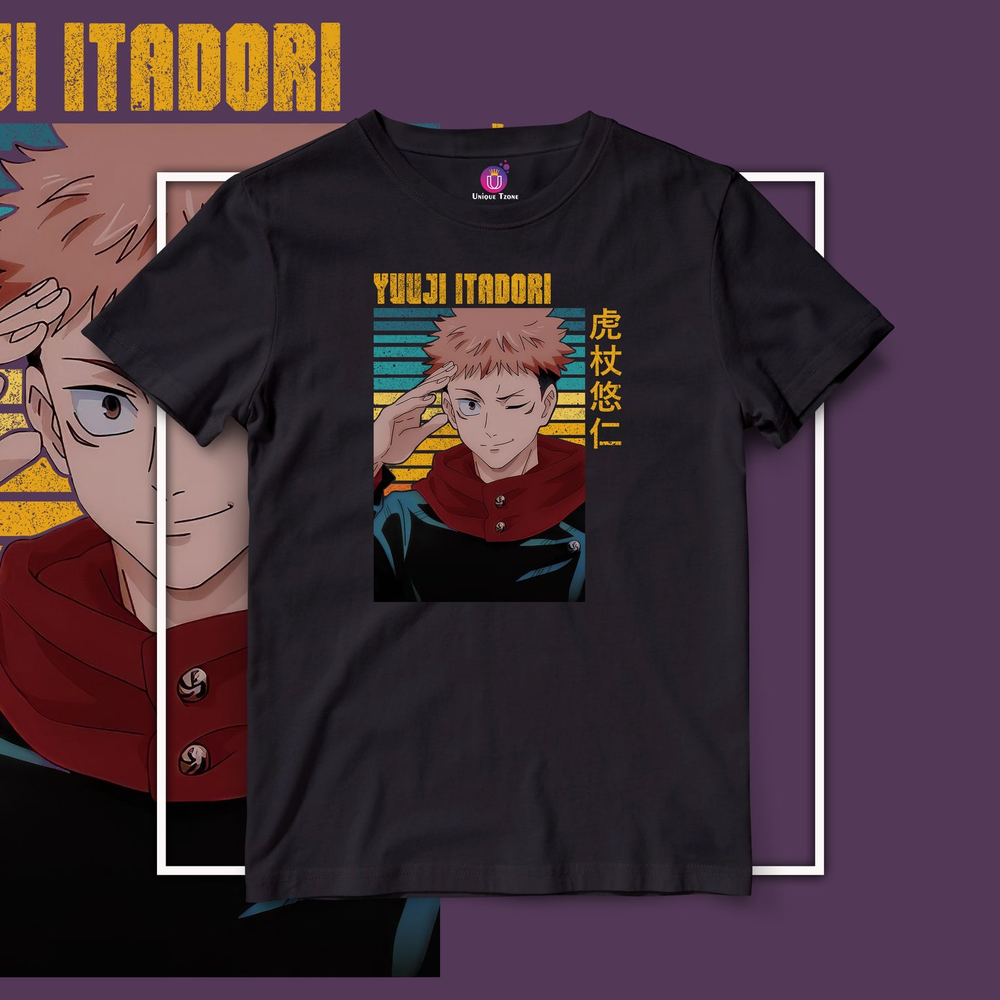 Yuuji Itadori Round Neck Half Sleeve Unisex Anime Graphics Tshirt