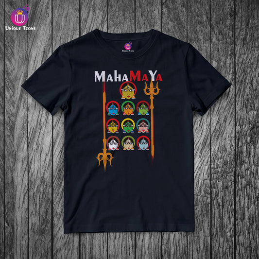 Mahamaya Durga Unisex Round Neck Half Sleeve Pure Cotton Tshirt