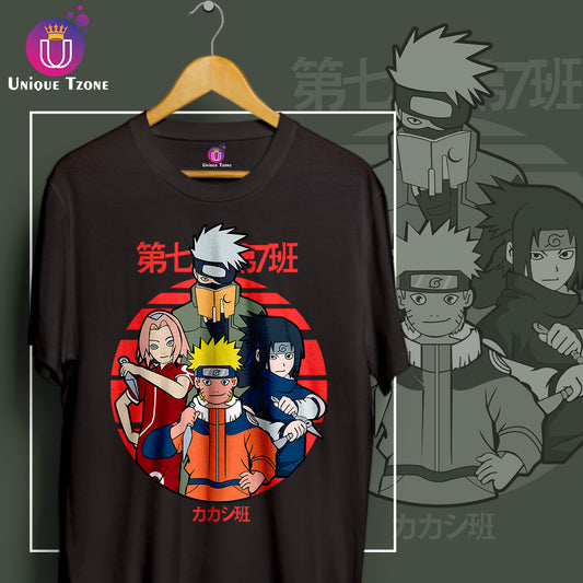Akagi Gang Naruto Anime Round Neck Half Sleeve Unisex Cotton Tshirt