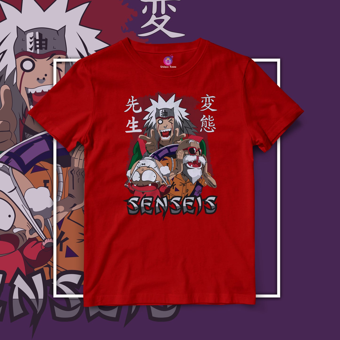 Senseis Naruto Funny Anime Graphics Round Neck Half Sleeve Unisex Cotton Tshirt