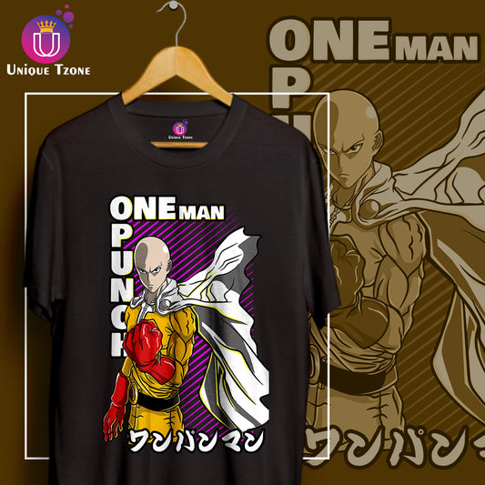 One Punch Man Anime Graphics Round Neck Half Sleeve Unisex Cotton Tshirt