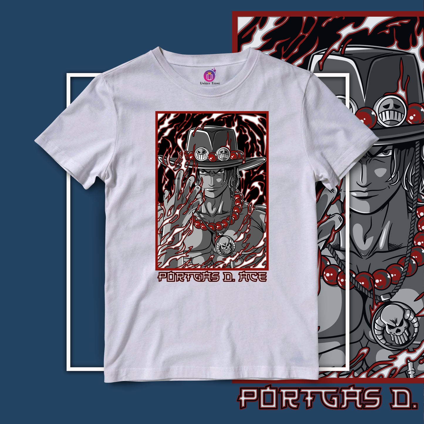 Portgas D Ace One Piece Half Sleeve Unisex Anime Tshirt