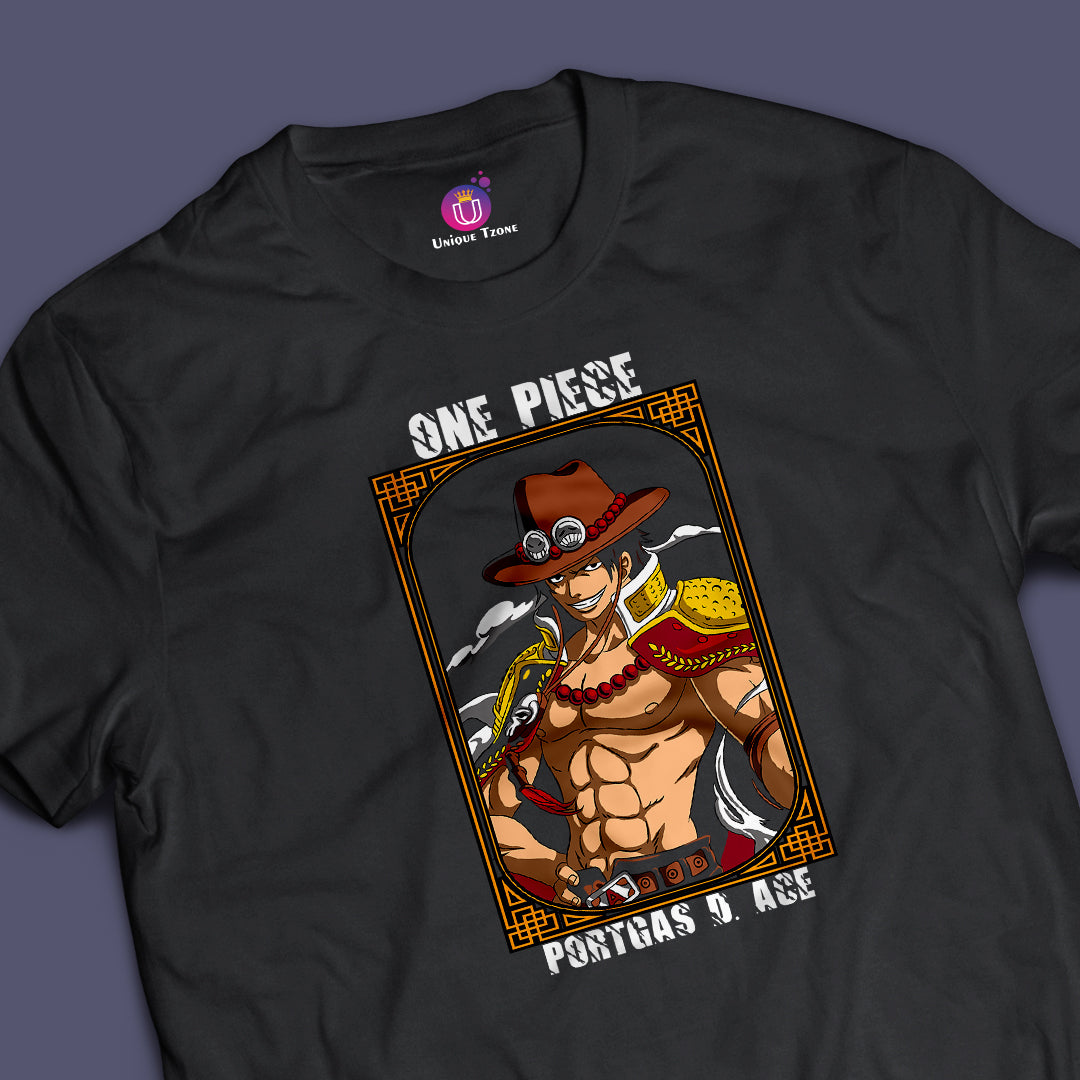 One Piece Portgas Anime Graphics Half Sleeve Round Neck Unisex Anime Tshirt
