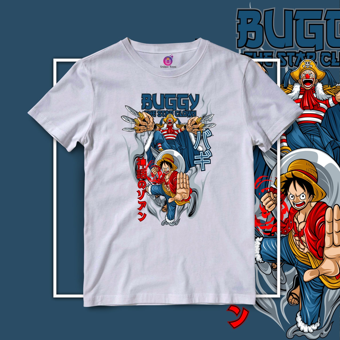 Buggy vs Luffy One Piece Half Sleeve Unisex Anime Tshirt