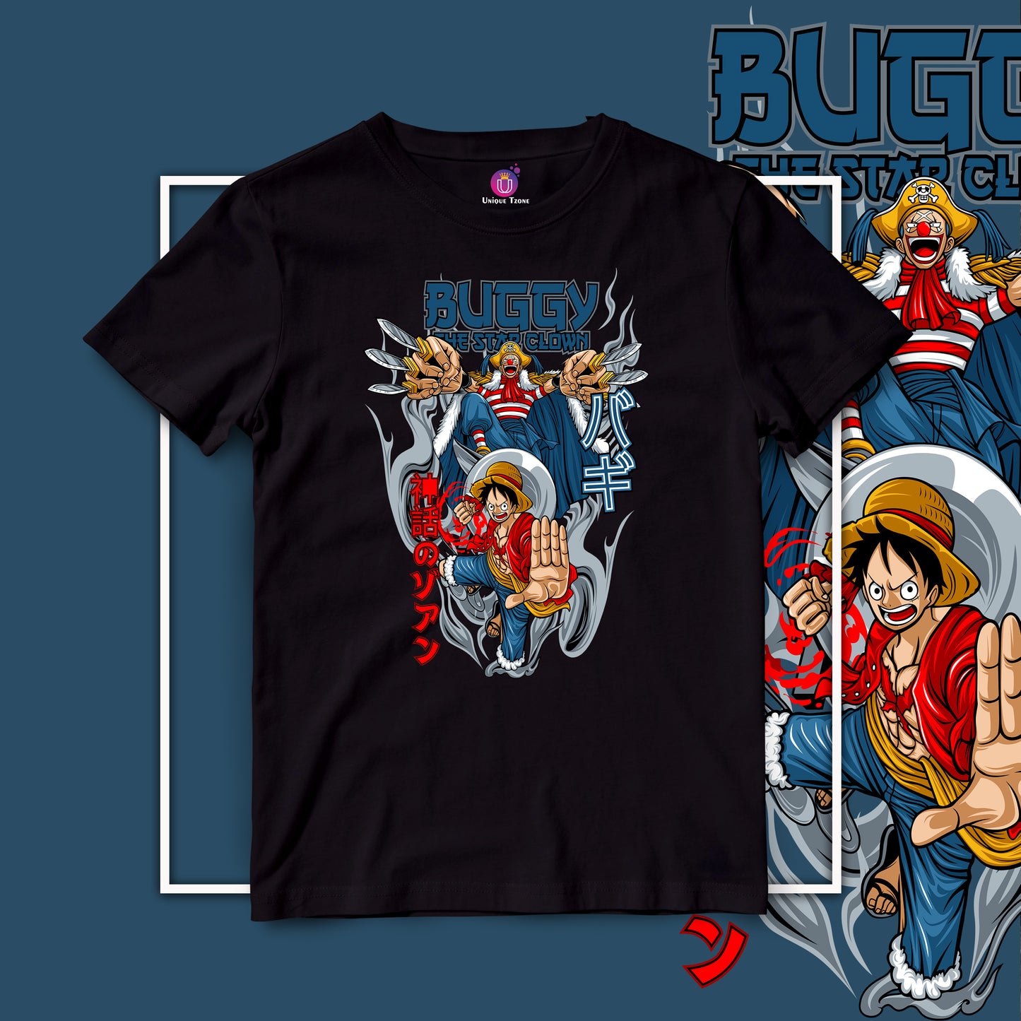 Buggy vs Luffy One Piece Half Sleeve Unisex Anime Tshirt