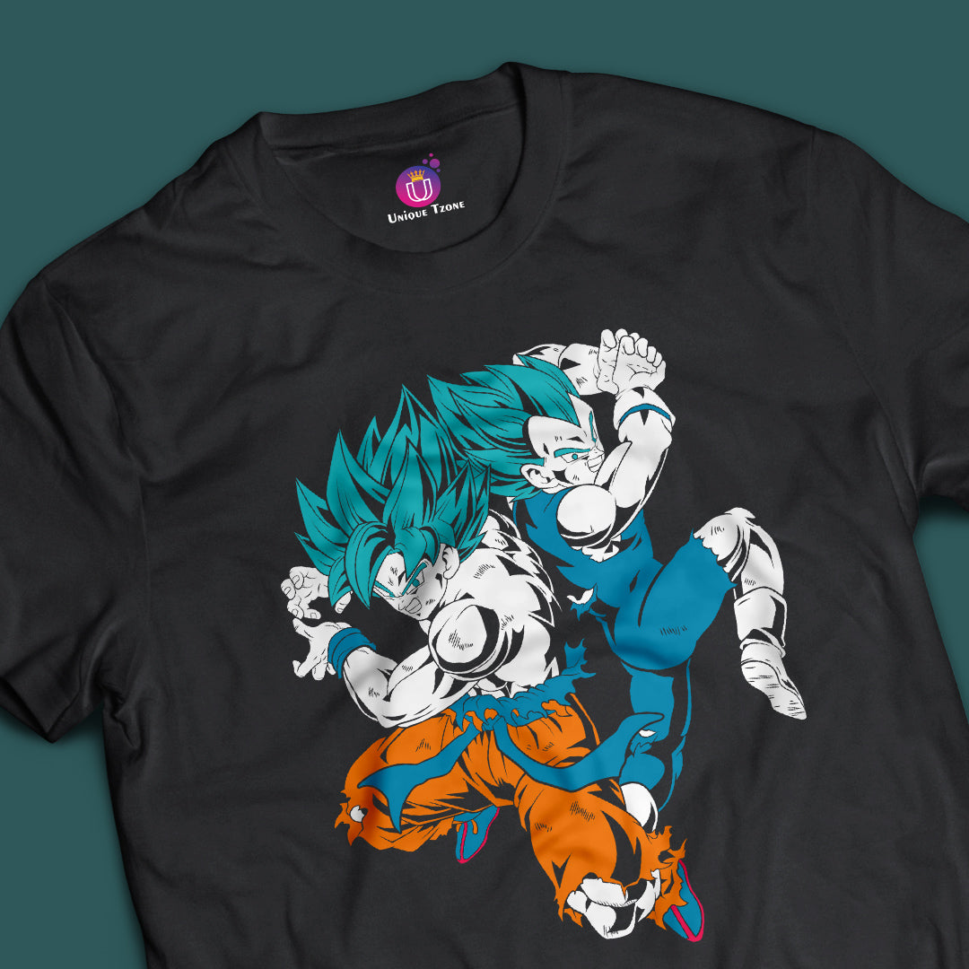 Vegeta Vs Goku Battle Dragonball Z Anime Graphics Half Sleeve Unisex Cotton Tshirt