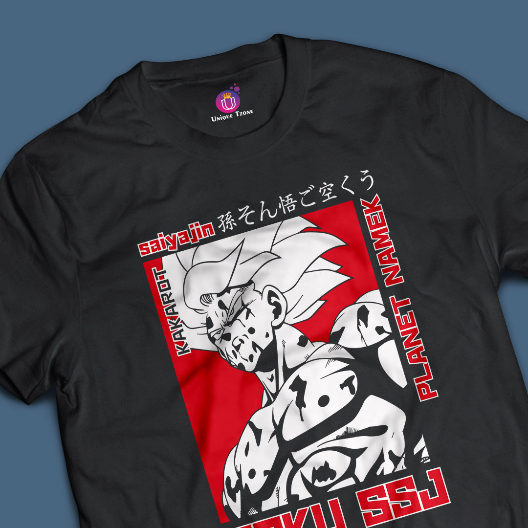 Goku SSJ Dragon Ball Z Half Sleeve Unisex Round Neck Anime Tshirt