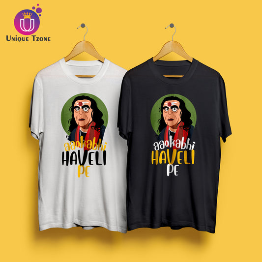 Aoo Kabhi Haveli Pe Round Neck Half Sleeve Cotton T-shirt