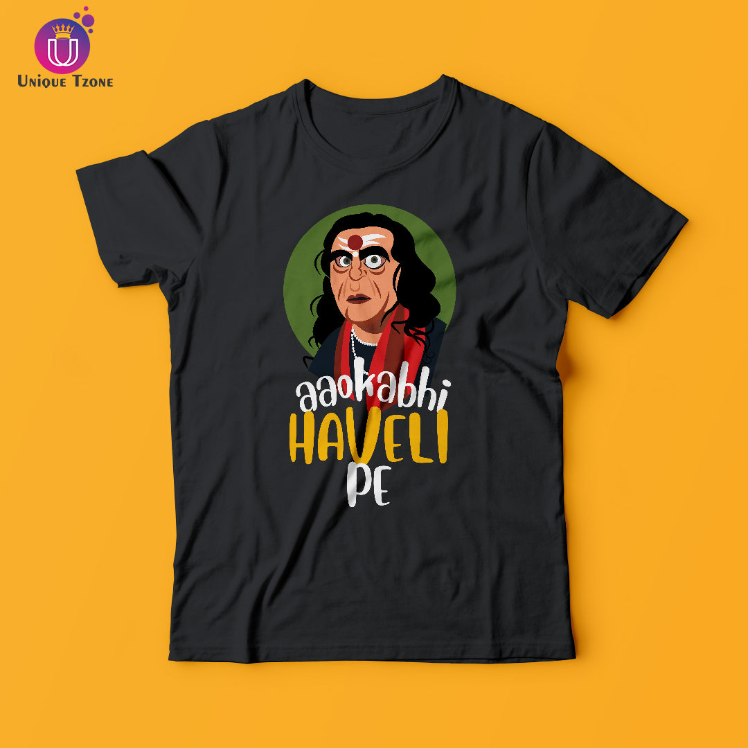Aoo Kabhi Haveli Pe Round Neck Half Sleeve Cotton T-shirt