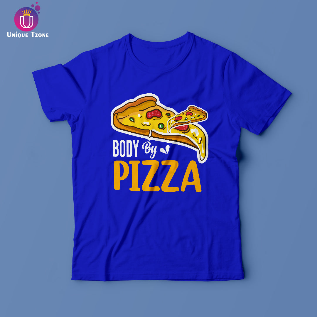 Body By Pizza Foodie Round Neck Half Sleeve Cotton T-shirt