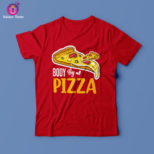 Body By Pizza Foodie Round Neck Half Sleeve Cotton T-shirt