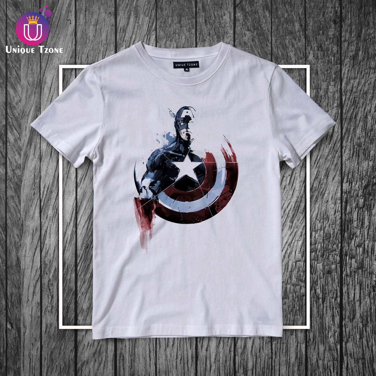 Captain America White Round Neck Half Sleeve Round Neck Marvel Cotton T-shirt