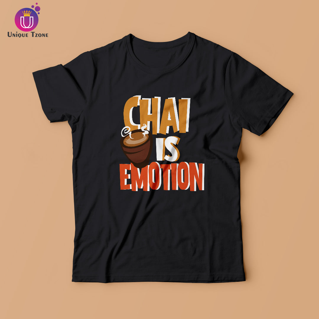 Chai Is Emotion Round Neck Half Sleeve Cotton T-shirt