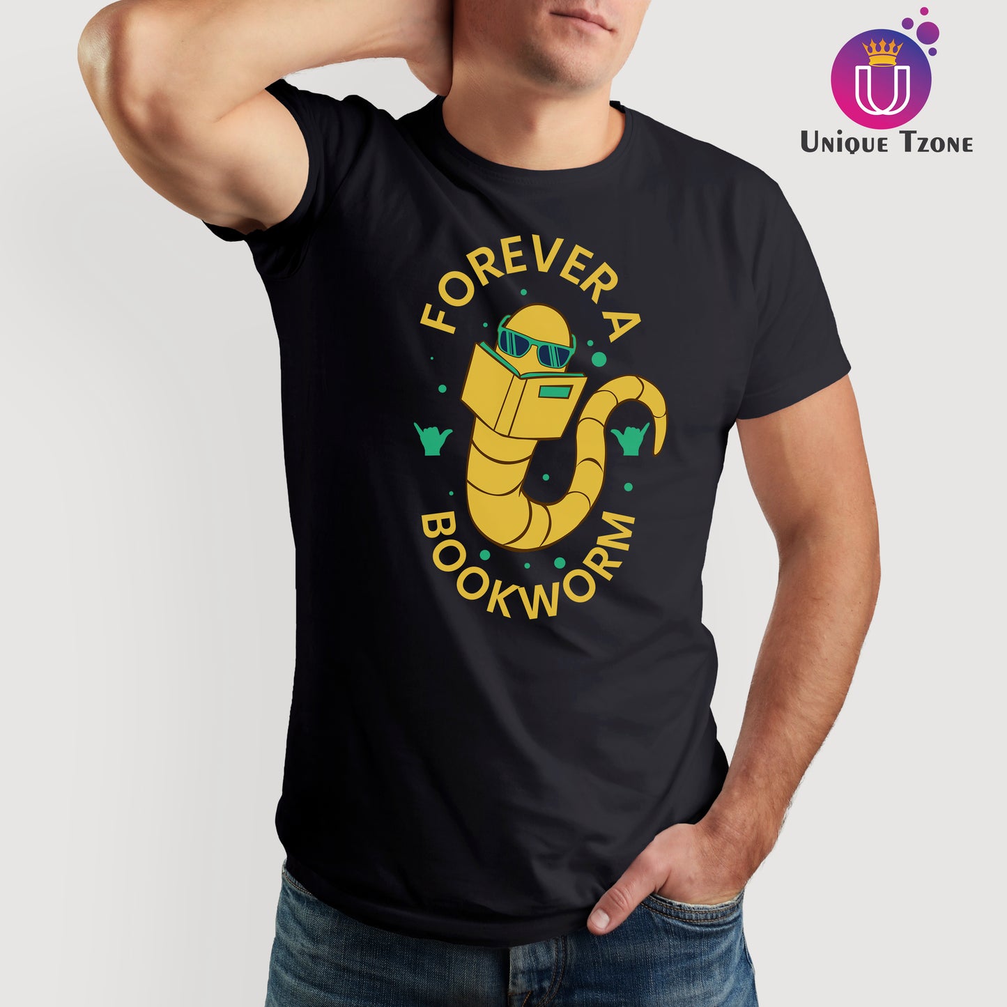 Forever A Book Worm Round Neck Half Sleeve Cotton T-shirt