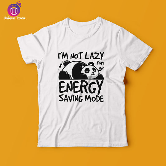 I Am Not Lazy White Round Neck Half Sleeve Cotton T-shirt