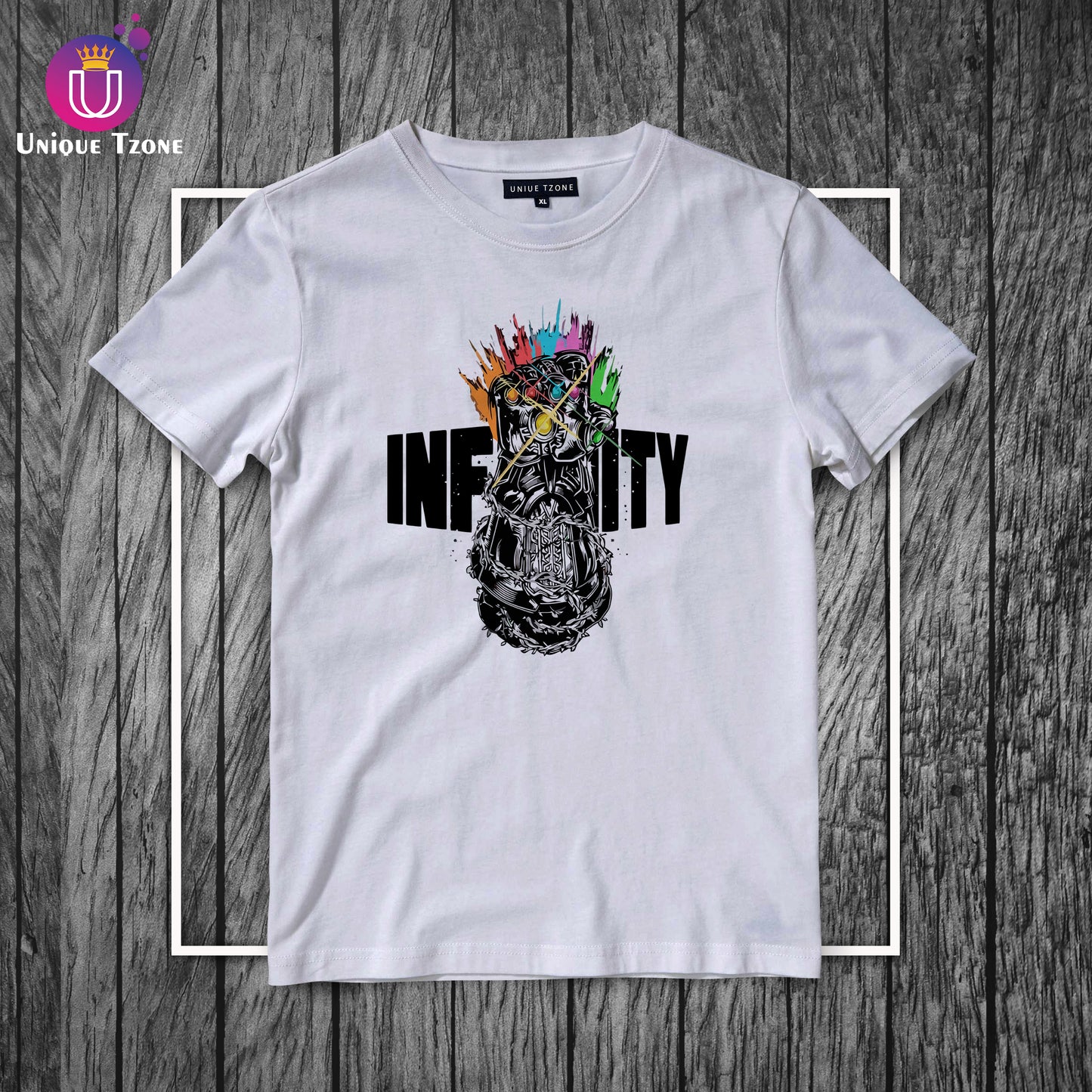 Infinity Marvel's White Round Neck Half Sleeve Cotton T-shirt