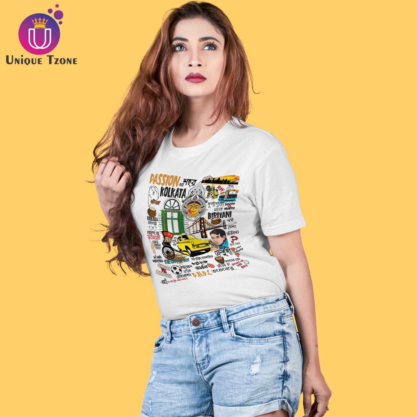 Passioner Sohor Kolkata Bengali Premium Graphics Round Neck Half Sleeve Cotton Tshirt