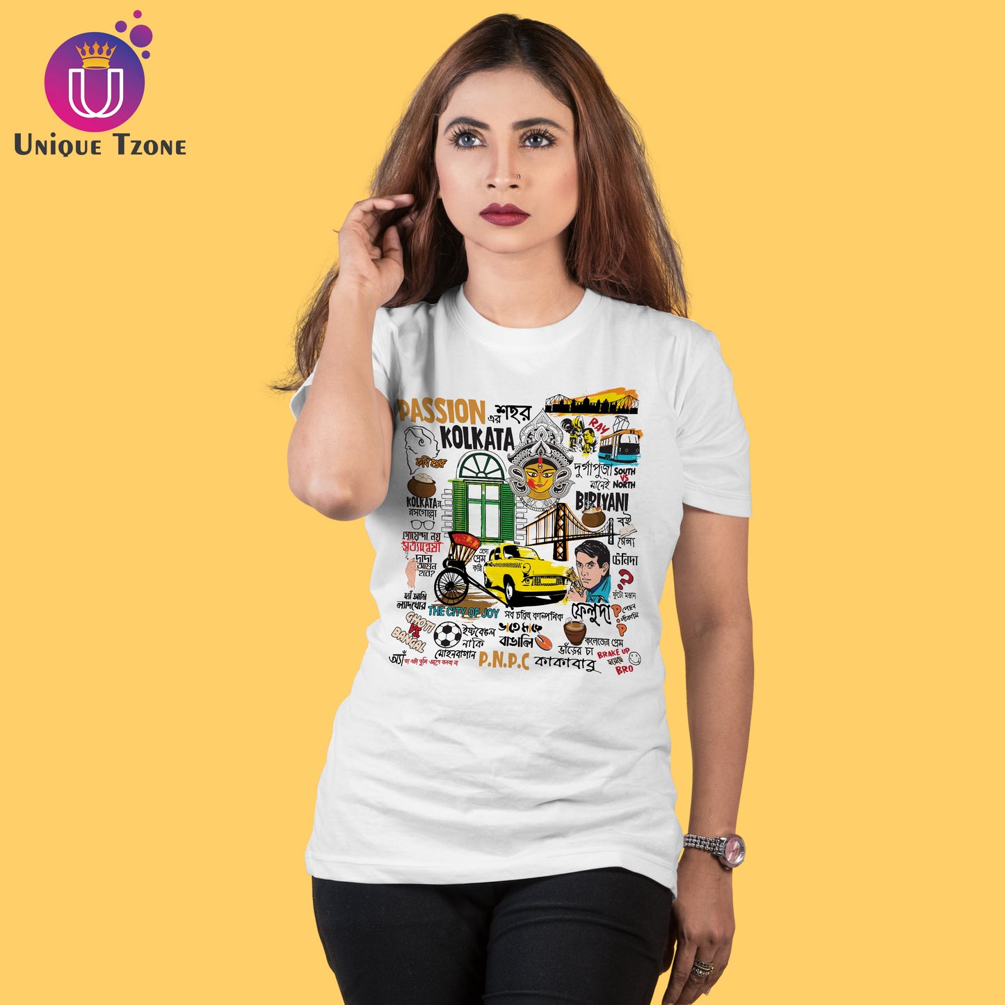 Passioner Sohor Kolkata Bengali Premium Graphics Round Neck Half Sleeve Cotton Tshirt