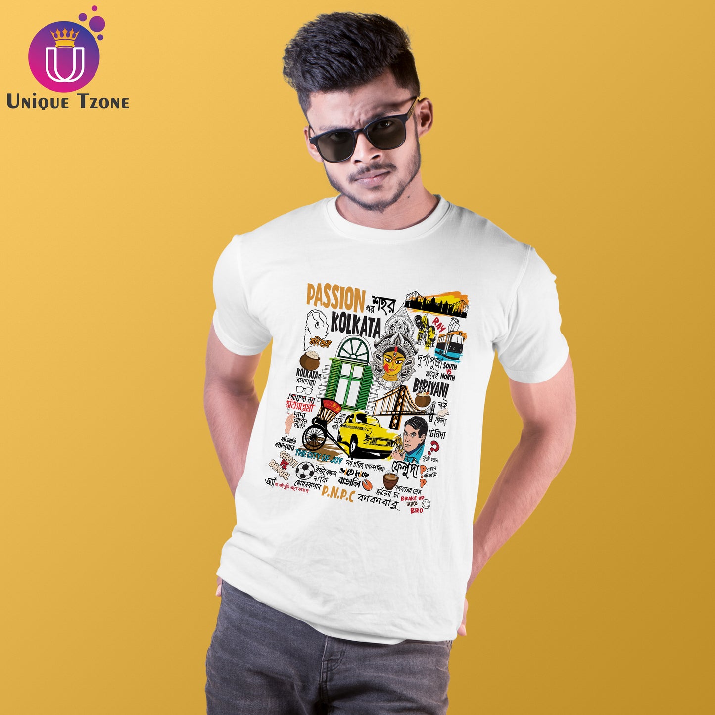 Passioner Sohor Kolkata Bengali Premium Graphics Round Neck Half Sleeve Cotton Tshirt