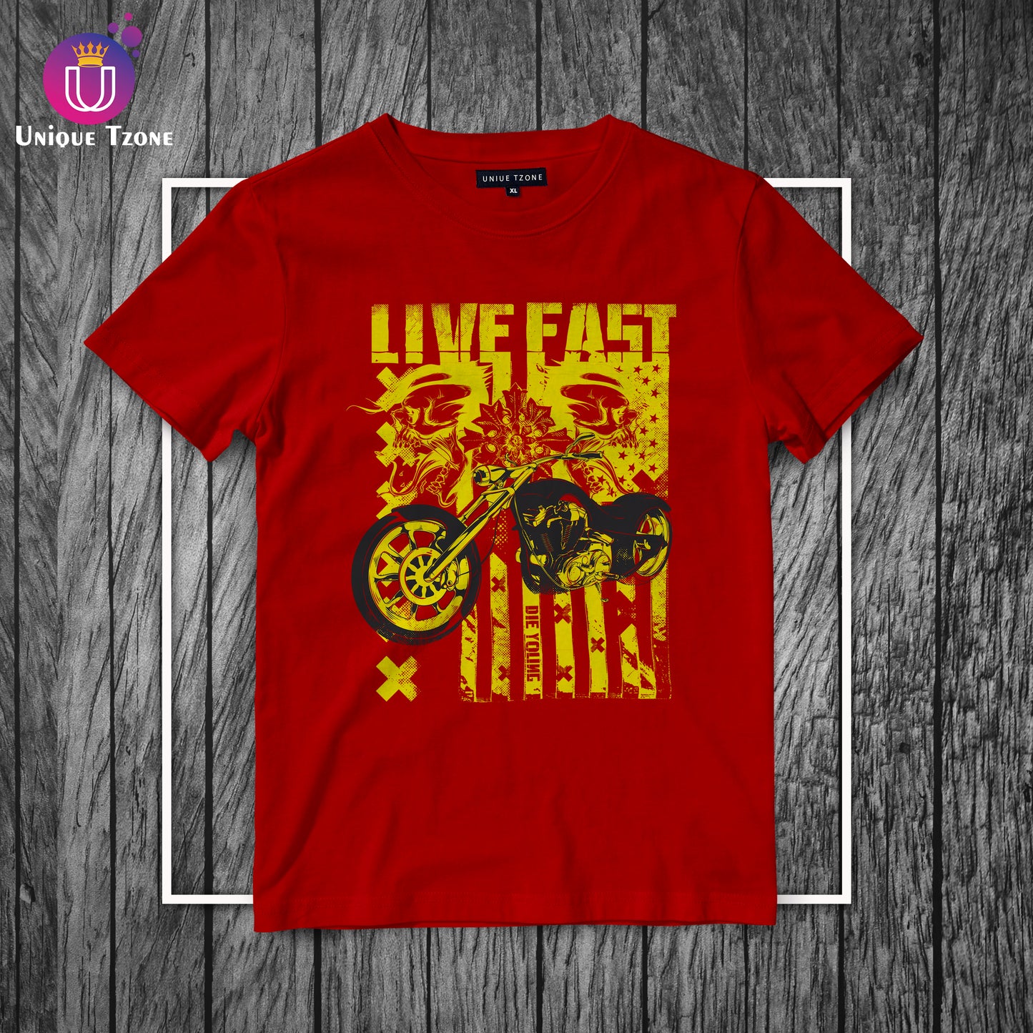 Live Fast Red Pure Cotton Half Sleeve Round Neck T-shirt