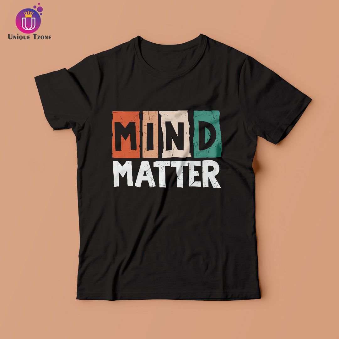 Mind Matter Black Round Neck Half Sleeve Cotton T-shirt