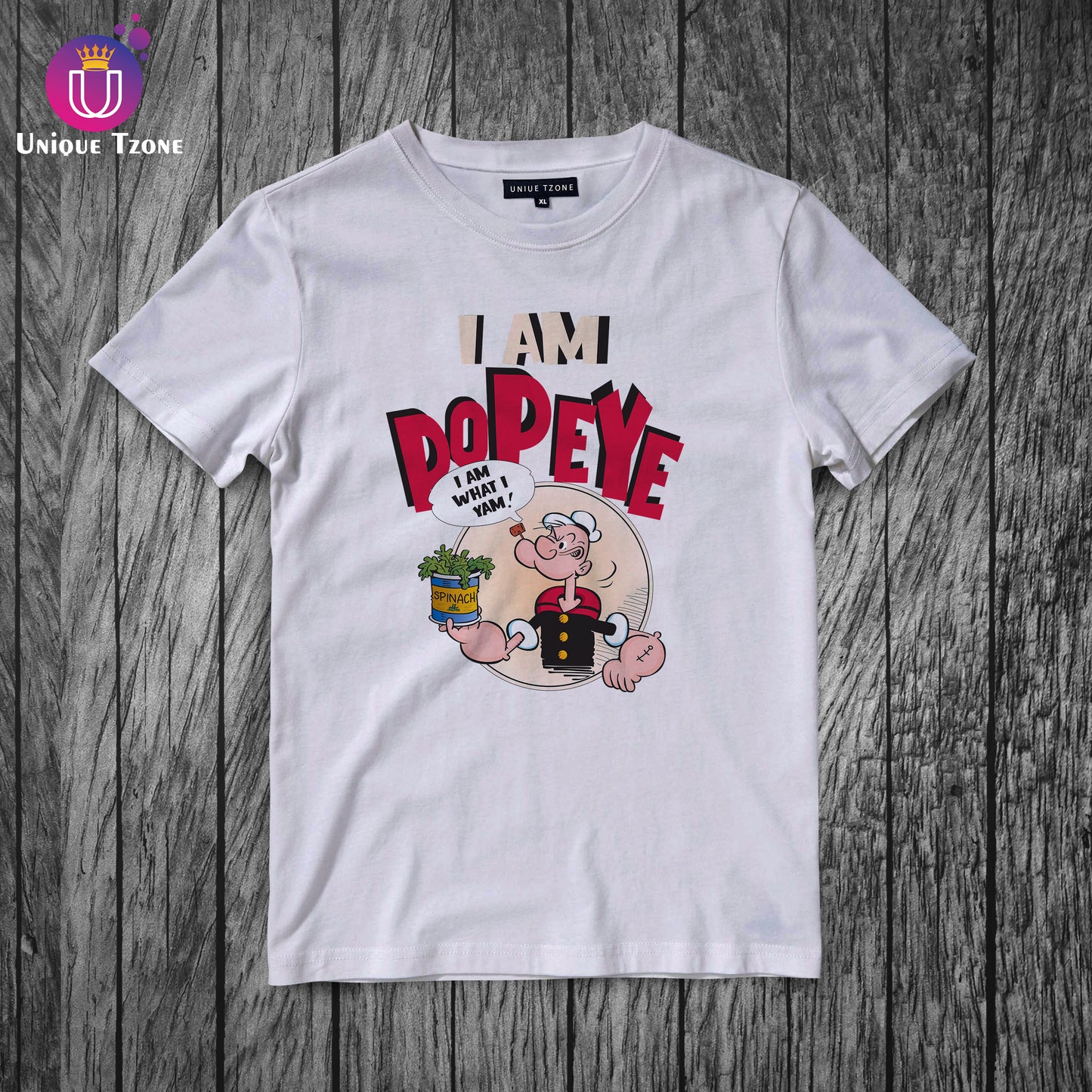 I Am Popeye Round Neck Half Sleeve Cotton T-shirt