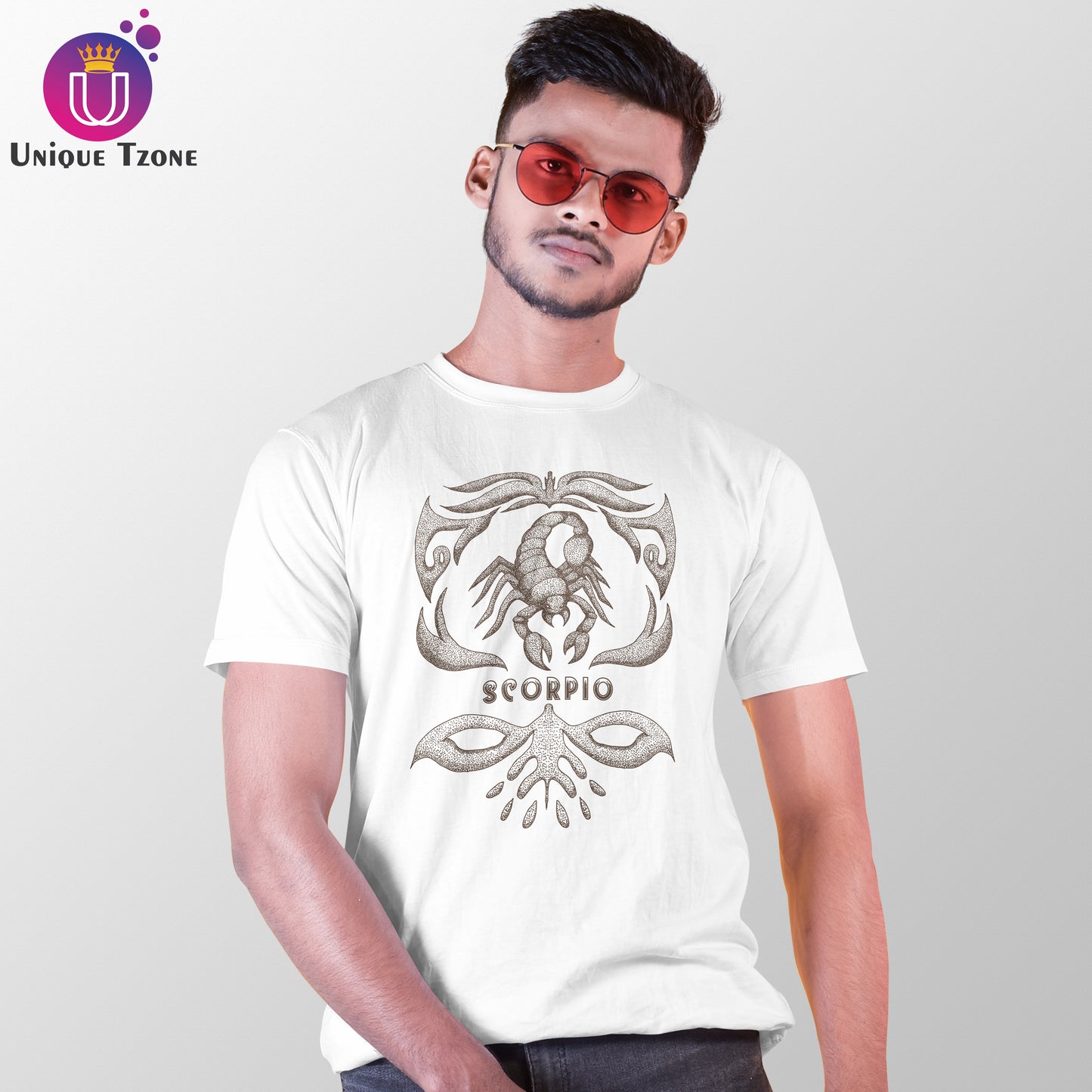 Scorpio Urban Graphics Zodiac Sign White Cotton Half Sleeve T-shirt