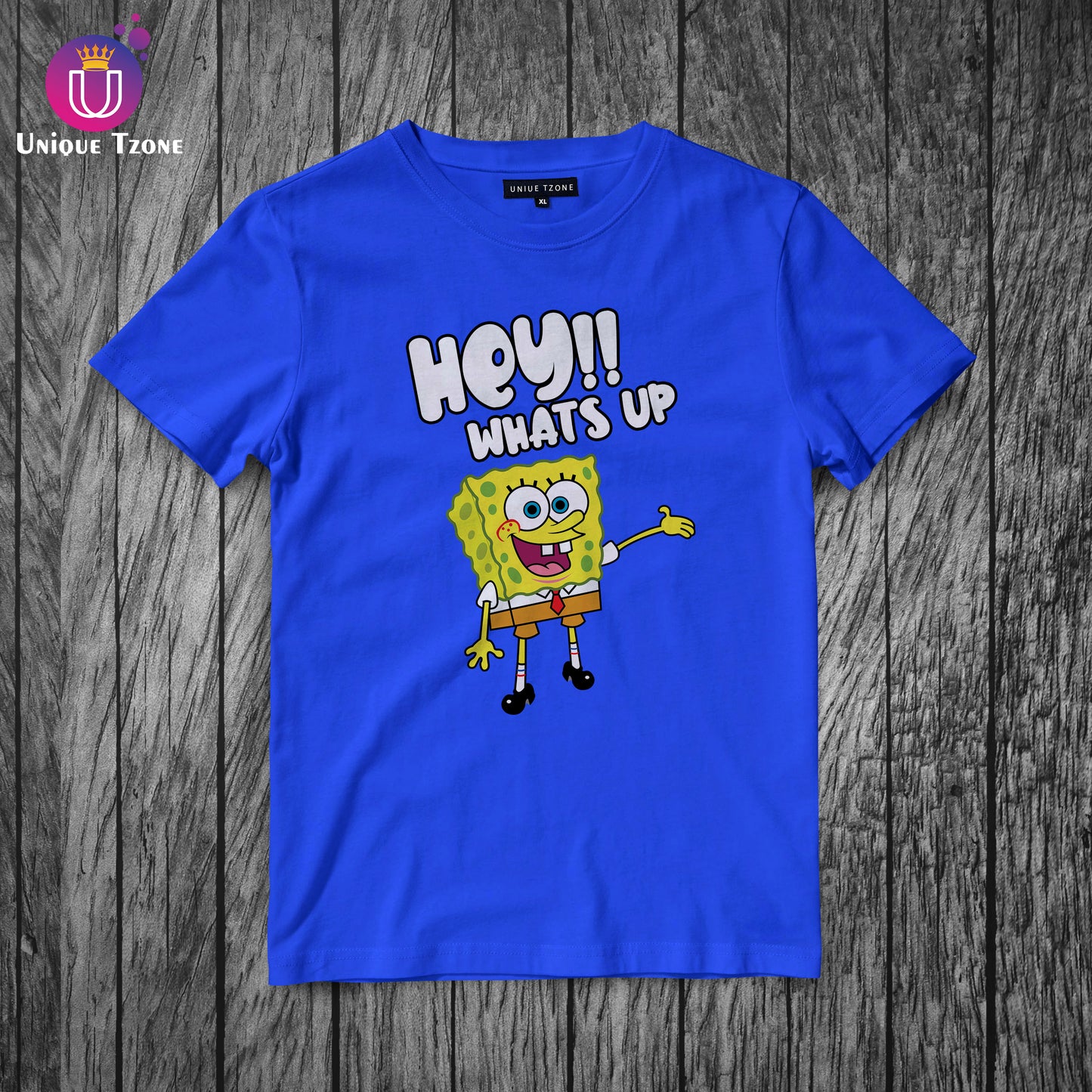 Sponge Bob Round Neck Blue Cotton t-shirt