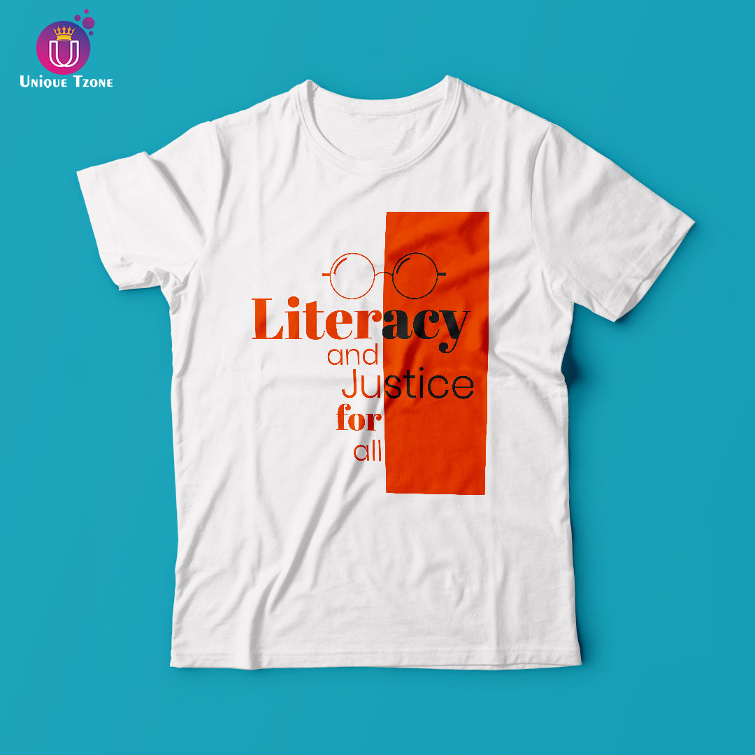 Literacy And Justice For All Round Neck Cotton t-shirt